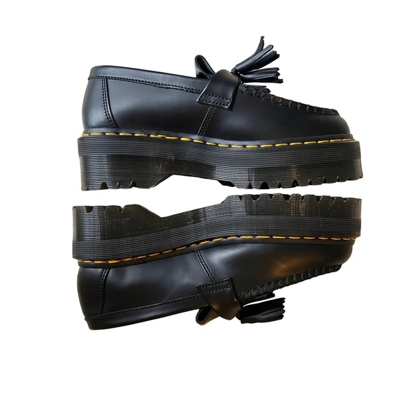 NWT Dr. Martens Adrian Quad Leather Platform Tassel Loafers Black Smooth W7 / M6 - Picture 4 of 13